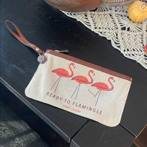 READY TO FLAMINGLE  🦩Tommy Bahama Flamingo Wristlet - NWOT 10.5x7